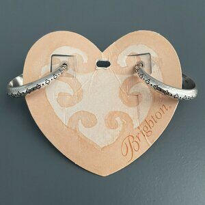 Brighton NEW Infinite Hoop Silver Post Earrings Collectible Rare Hammered Design